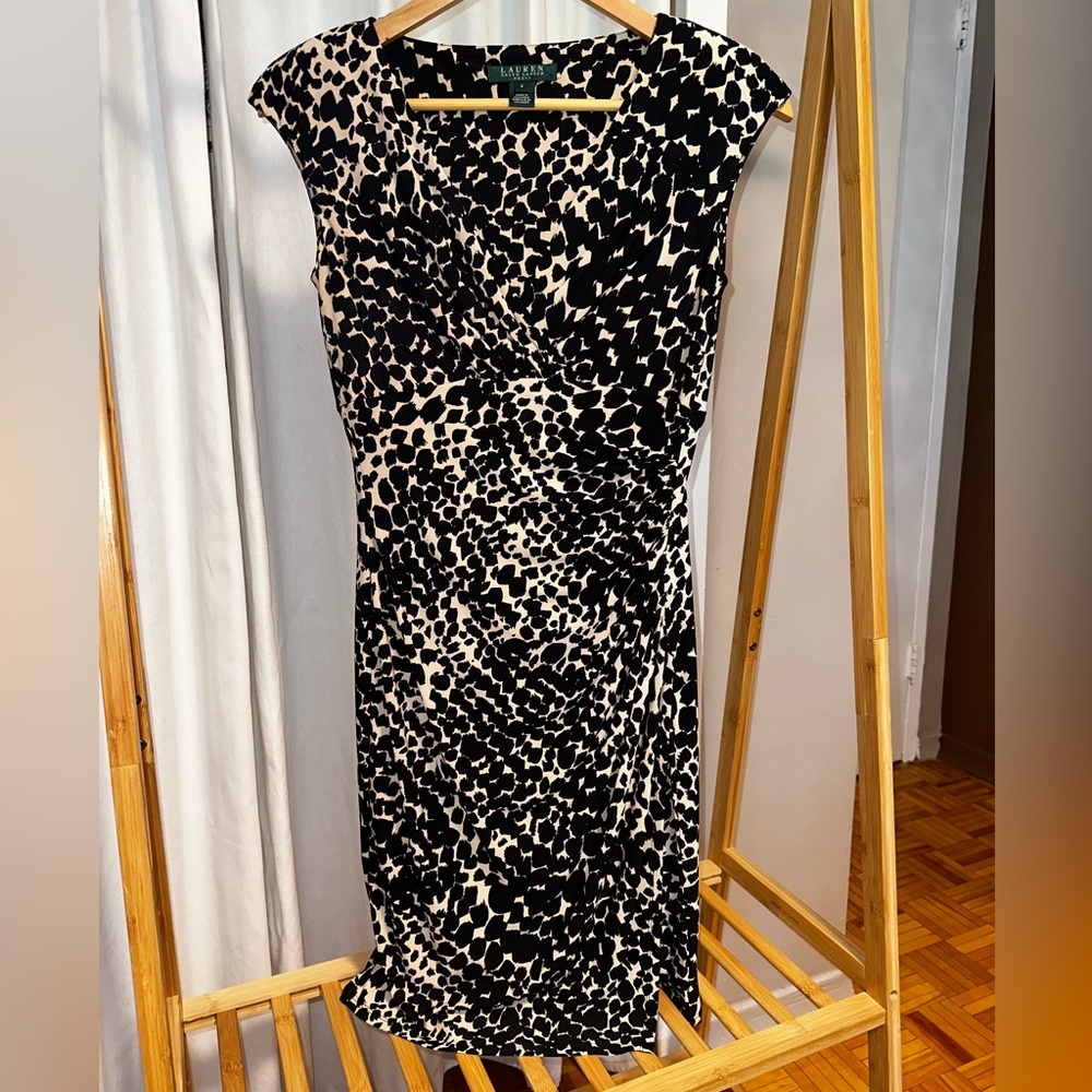 NWOT Lauren Ralph Lauren Cheetah Print Faux-Wrap Midi Dress - Size 2